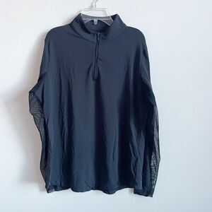 Ibkul Size L Navy Blue Sun UPF Protection Long Sleeve Shirt Mesh Quarter Zip